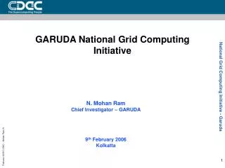 GARUDA National Grid Computing Initiative