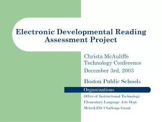 Electronic Developmental Reading Assessment Project