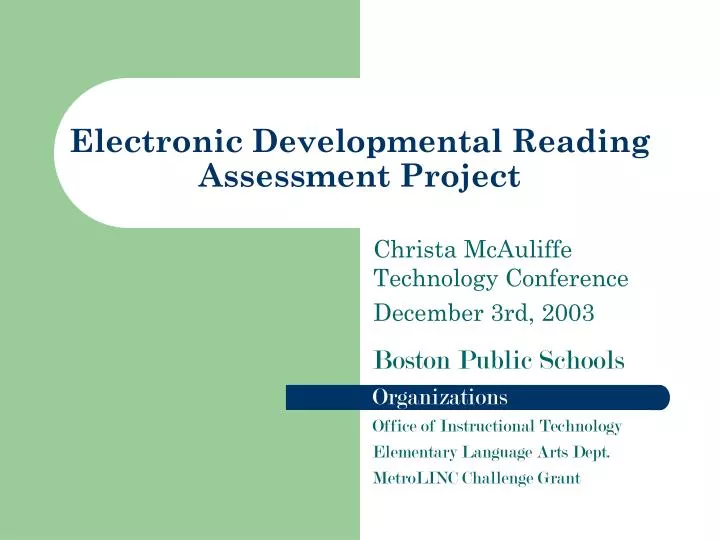 electronic developmental reading assessment project