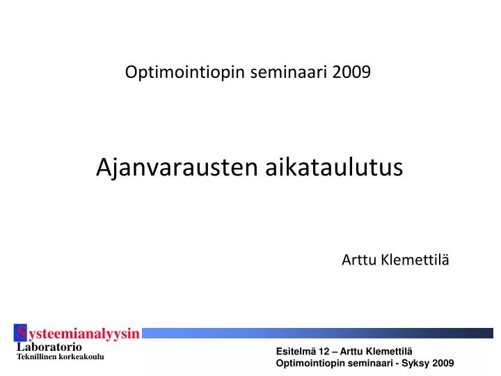 optimointiopin seminaari 2009