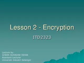Lesson 2 - Encryption