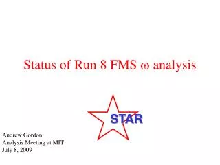 Status of Run 8 FMS w analysis