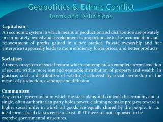 Geopolitics &amp; Ethnic Conflict