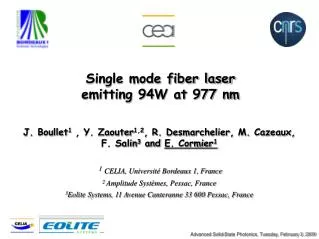 Single mode fiber laser emitting 94W at 977 nm