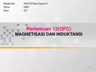 pertemuan 12 ofc magnetisasi dan induktansi
