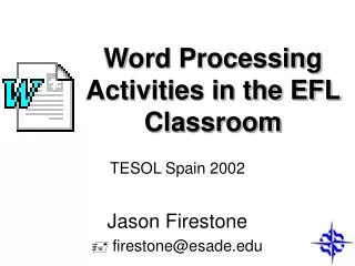 Word Processing Activities in the EFL Classroom