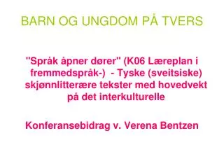 barn og ungdom p tvers