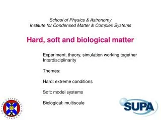 School of Physics &amp; Astronomy Institute for Condensed Matter &amp; Complex Systems