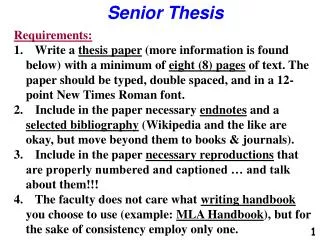 Senior Thesis Requirements: