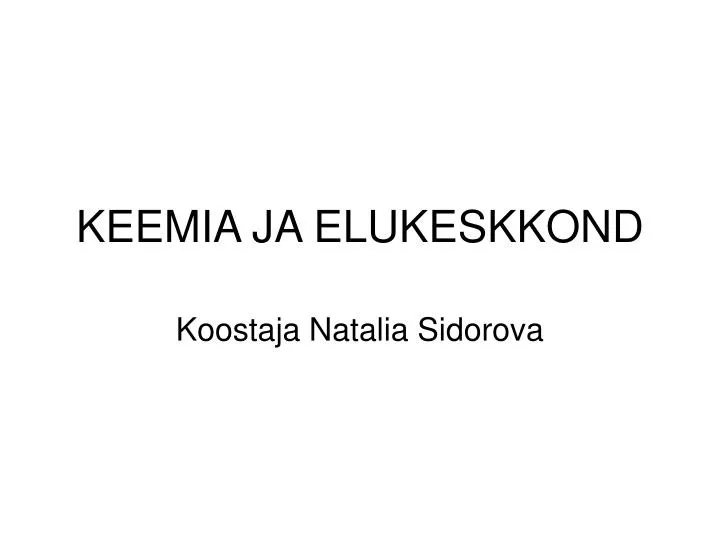 keemia ja elukeskkond