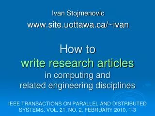 Ivan Stojmenovic site.uottawa/~ivan