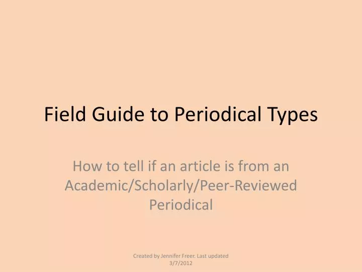 field guide to periodical types