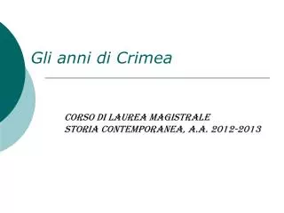 gli anni di crimea