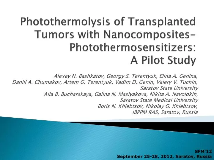 photothermolysis of transplanted tumors with nanocomposites photothermosensitizers a pilot study