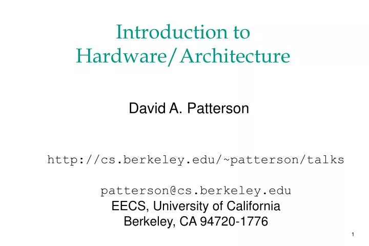 introduction to hardware architecture