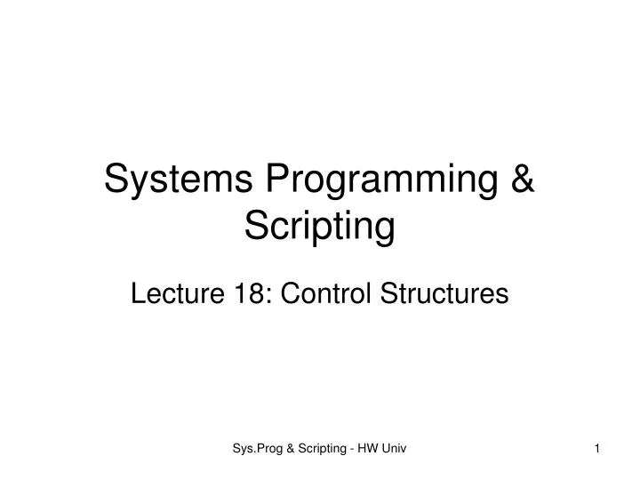 lecture 18 control structures
