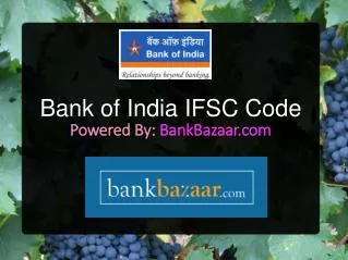 Bank of India IFSC Code Bangalore