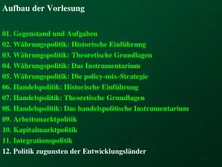 aufbau der vorlesung
