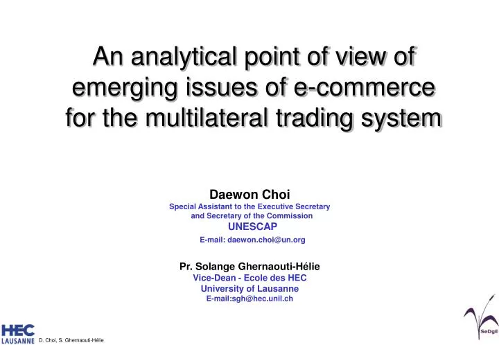 an analytical point of view of emerging issues of e commerce for the multilateral trading system