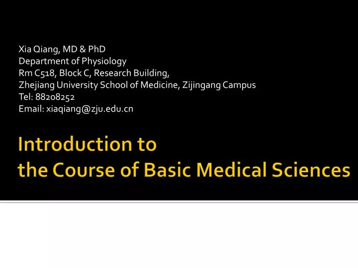 introduction to the course of basic medical sciences