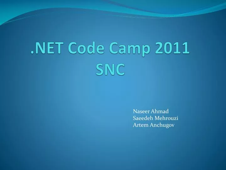 net code camp 2011 snc