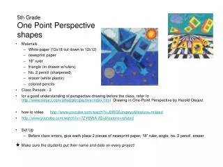 5th Grade One Point Perspective shapes