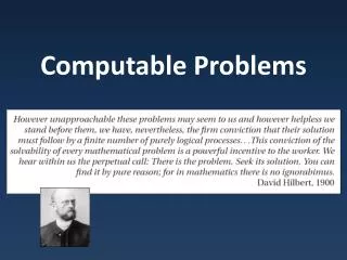 Computable Problems