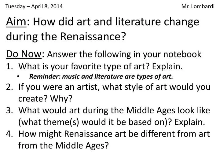 aim how did art and literature change during the renaissance
