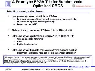 A Prototype FPGA Tile for Subthreshold-Optimized CMOS