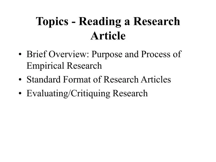 topics reading a research article