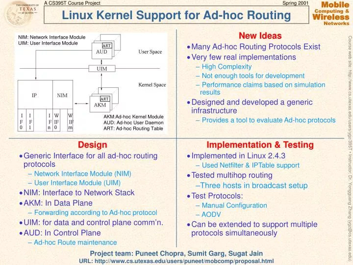 linux kernel support for ad hoc routing