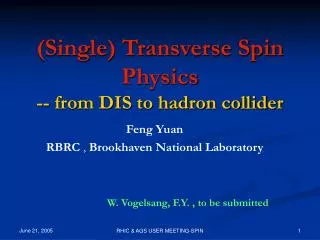 (Single) Transverse Spin Physics -- from DIS to hadron collider