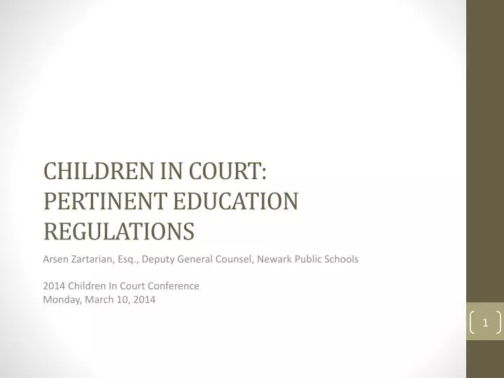 children in court pertinent education regulations