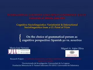 On the choice of grammatical person as cognitive perspective: Spanish yo vs. nosotros
