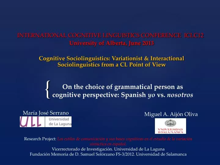 on the choice of grammatical person as cognitive perspective spanish yo vs nosotros
