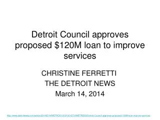 Detroit Council approves proposed $120M loan to improve services