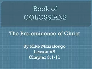 Book of COLOSSIANS