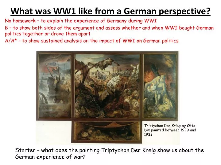 what was ww1 like from a german perspective