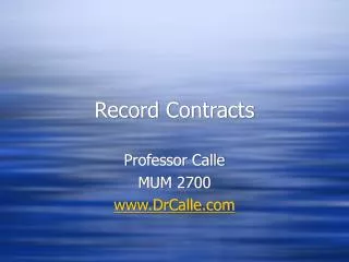 Record Contracts