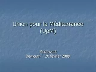 union pour la m diterran e upm