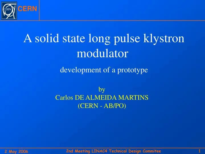 a solid state long pulse klystron modulator development of a prototype