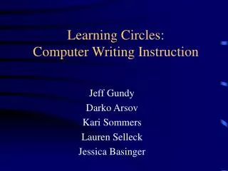 Learning Circles: Computer Writing Instruction