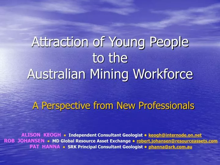 attraction of young people to the australian mining workforce