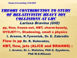 Theory Contribution to study of relativistic Heavy ion collisions at LHC