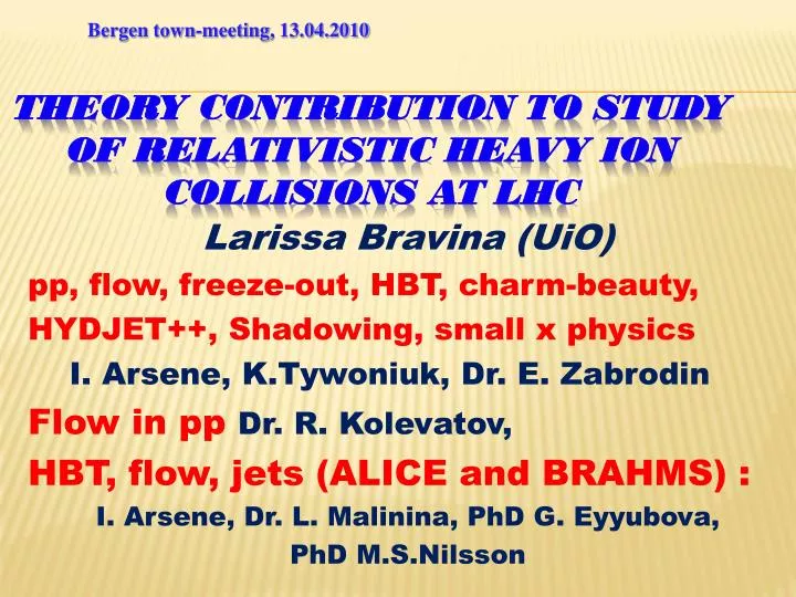 theory contribution to study of relativistic heavy ion collisions at lhc