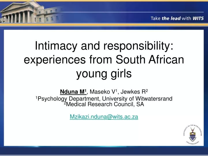 intimacy and responsibility experiences from south african young girls