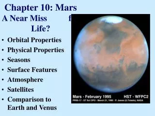 Chapter 10: Mars A Near Miss for Life?