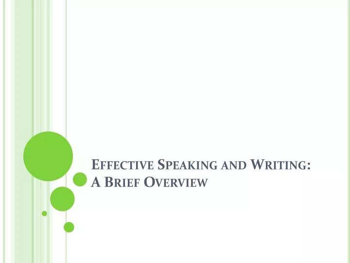 effective speaking and writing a brief overview