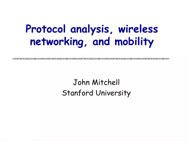 protocol analysis wireless networking and mobility