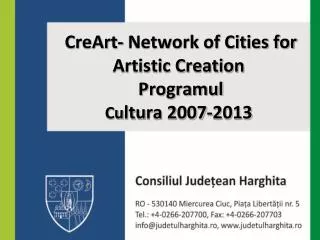 creart network of cities for artistic creation programul cu ltu ra 2 007 2013